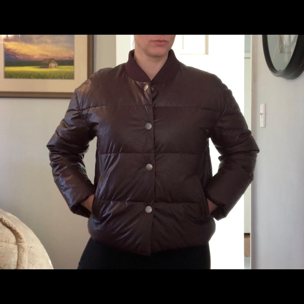Faux leather puffer